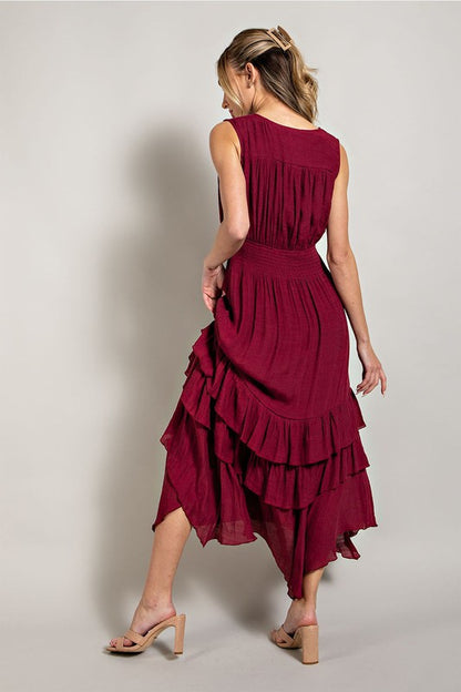 V-Neck Ruffle Maxi Dress