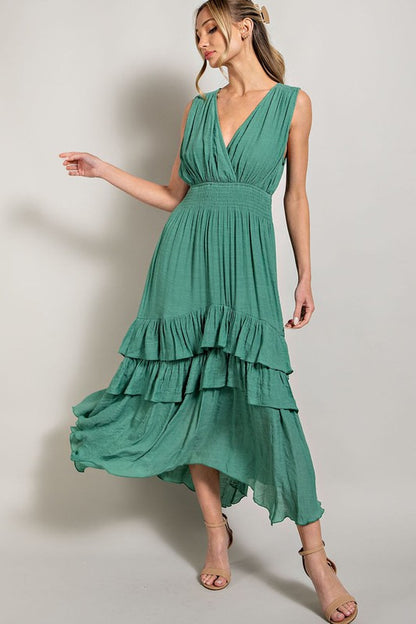 V-Neck Ruffle Maxi Dress