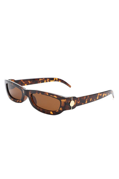 Rectangle Retro Slim Tinted Narrow Sunglasses