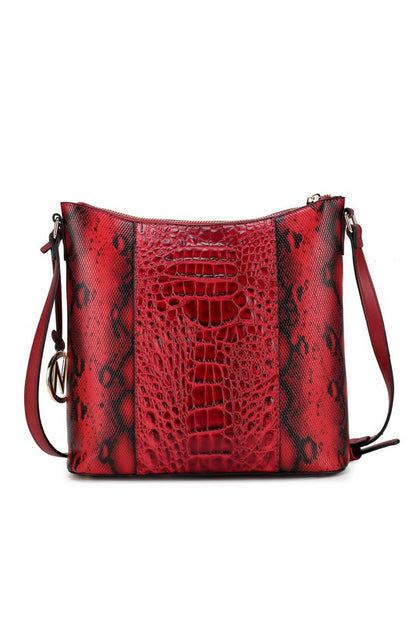 MKF Meline Crocodile and Snake Embossed Shoulder