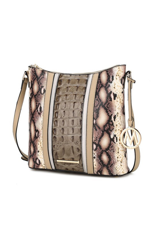 MKF Meline Crocodile and Snake Embossed Shoulder