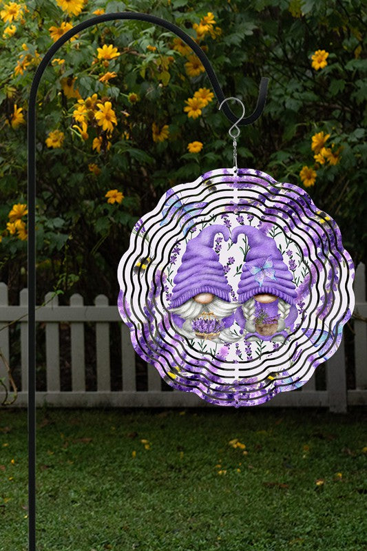 Purple Lavender Gnome Garden Wind Spinner