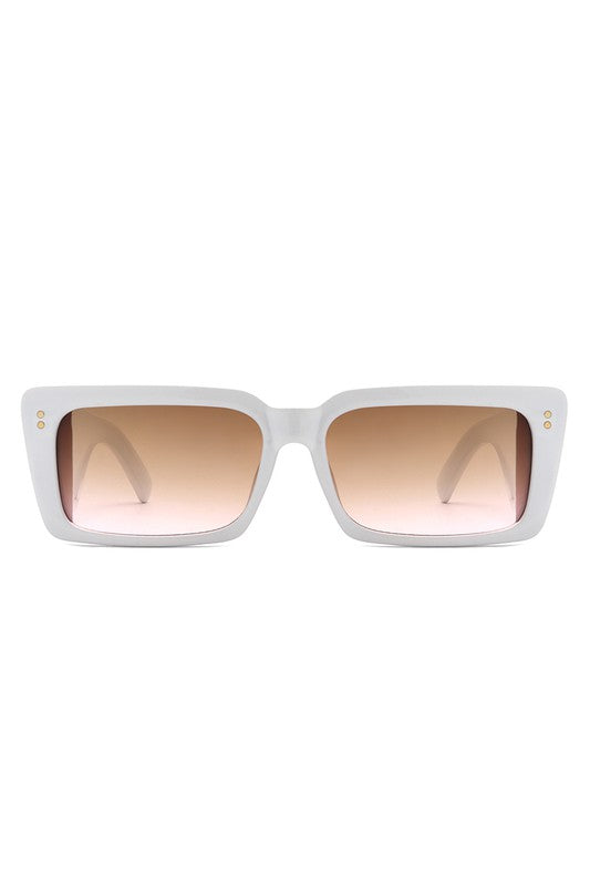 Rectangle Flat Top Retro Tinted Chunky Sunglasses