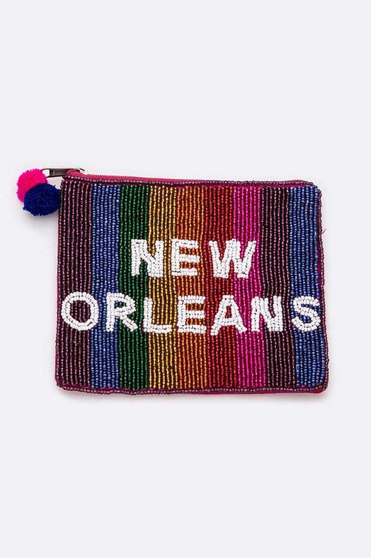 NEW ORLEANS Beaded Zip Pouch