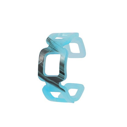 LINKED SUARED MARBLED RESIN CUFF ACRYLIC BRACELETS