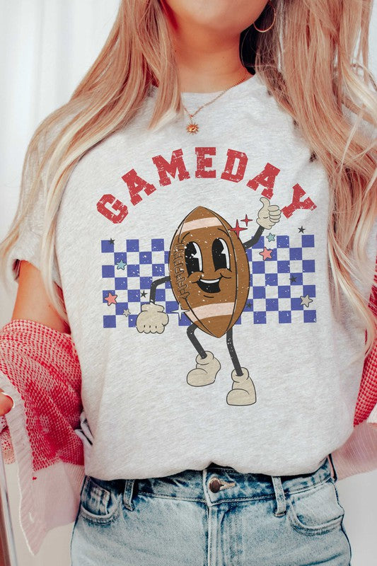 CHECKERED GAMEDAY FOOTBALL GRAPHIC TEE