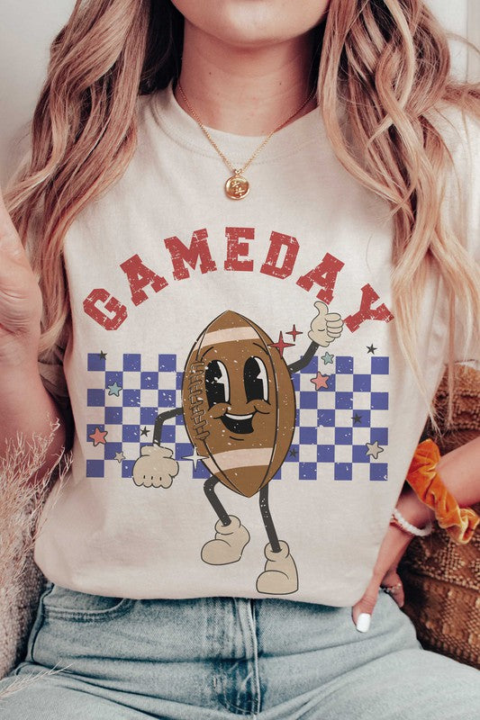 CHECKERED GAMEDAY FOOTBALL GRAPHIC TEE