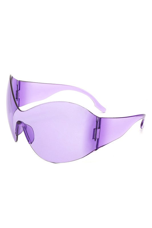 Fashion Rimless Oversized Wraparound Sunglasses