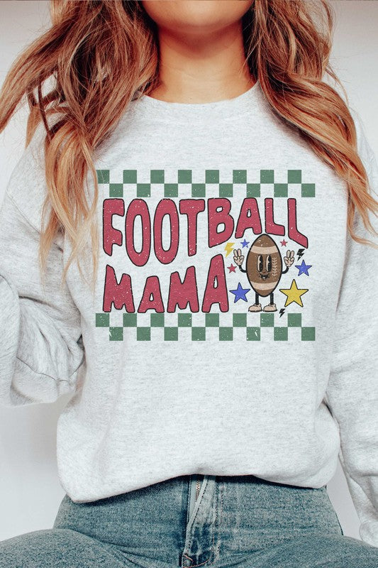 CHECKERED FOOTBALL MAMA GRAPHIC SWEATSHIRT