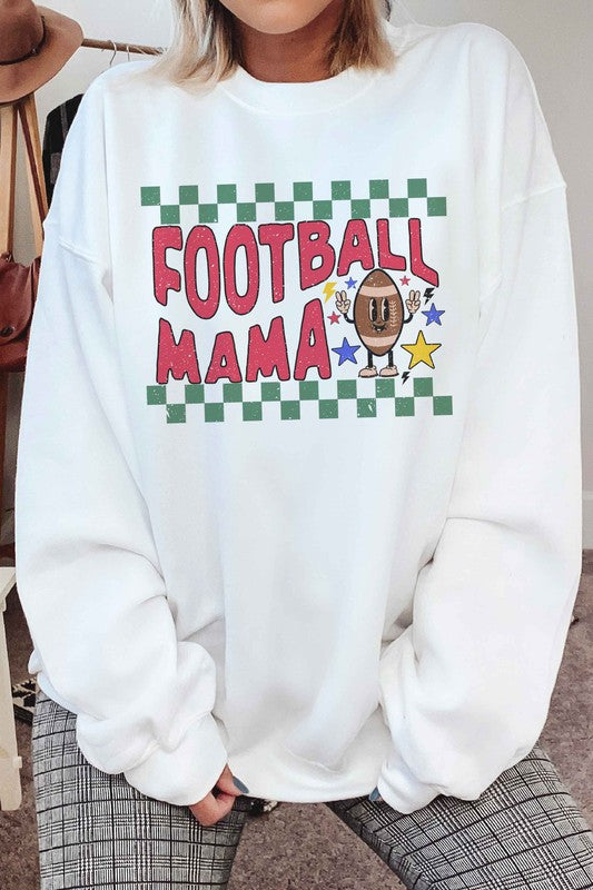 CHECKERED FOOTBALL MAMA GRAPHIC SWEATSHIRT