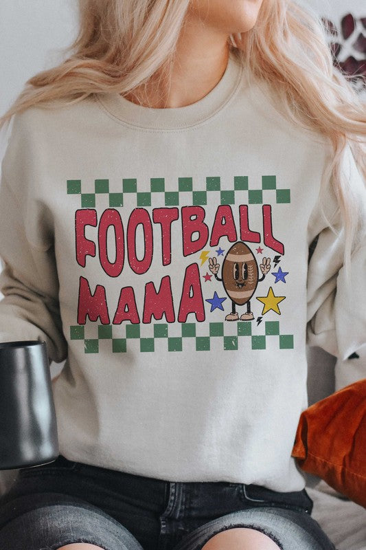 CHECKERED FOOTBALL MAMA GRAPHIC SWEATSHIRT