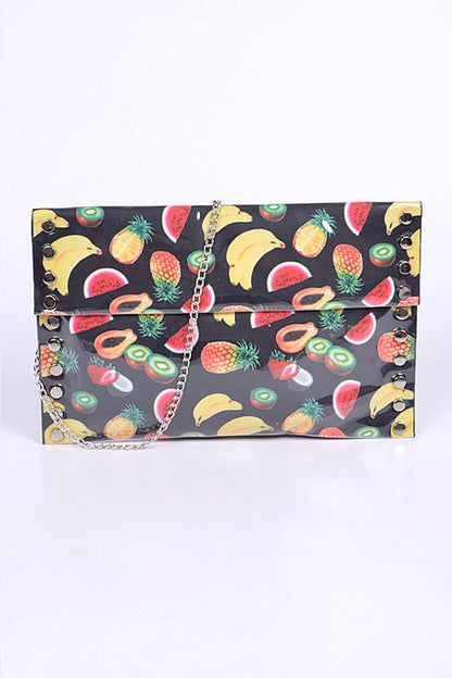 Mix Fruit Print Iconic Envelope Clutch Bag