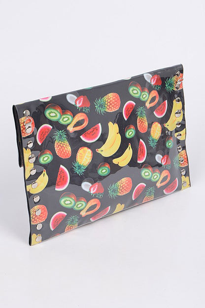 Mix Fruit Print Iconic Envelope Clutch Bag