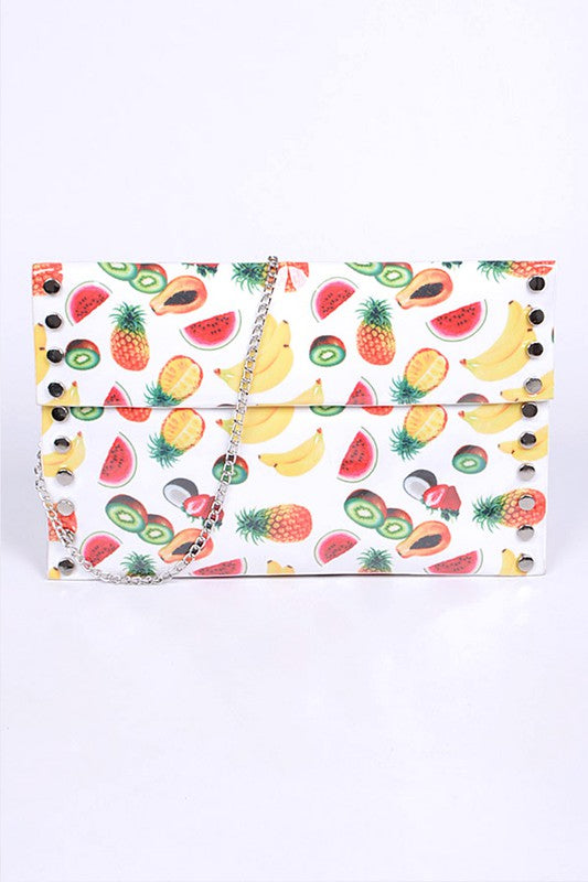 Mix Fruit Print Iconic Envelope Clutch Bag