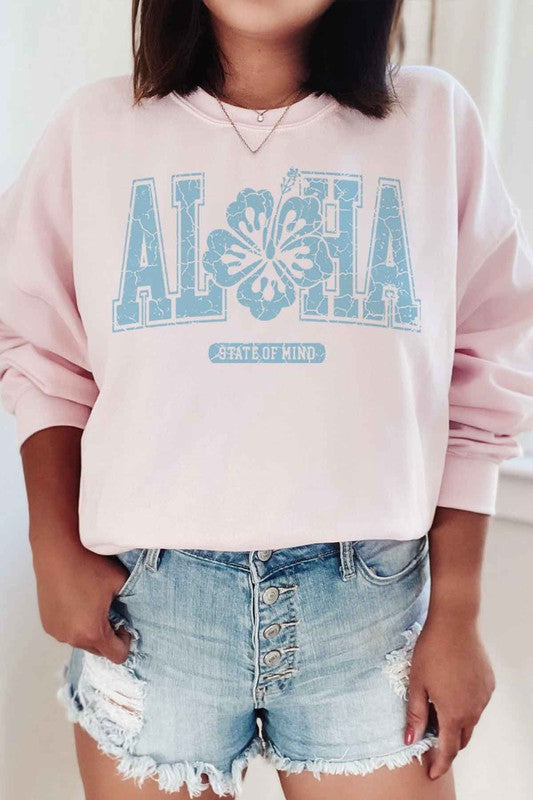 ALOHA STATE OF MIND HAWAII GRAPHIC SWEATSHIRT