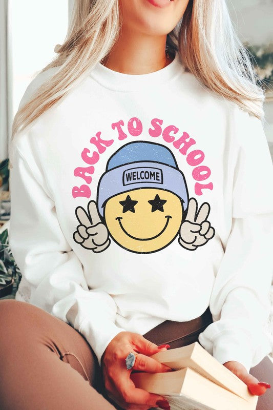 BACK TO SCHOOL HAPPY FACE Graphic Sweatshirt