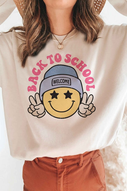 BACK TO SCHOOL HAPPY FACE Graphic Sweatshirt