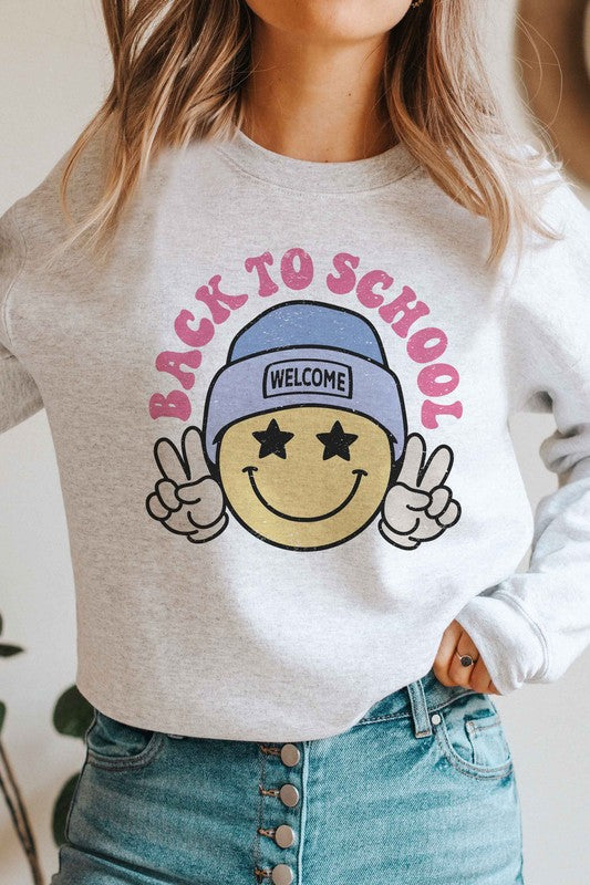 BACK TO SCHOOL HAPPY FACE Graphic Sweatshirt