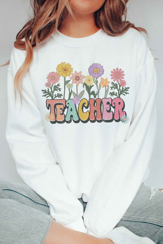 FLORAL TEACHER Graphic Sweatshirt