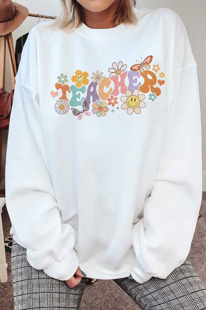 FLORAL TEACHER Graphic Sweatshirt