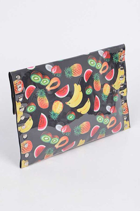 Mix Fruit Print Iconic Envelope Clutch Bag