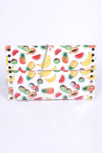 Mix Fruit Print Iconic Envelope Clutch Bag