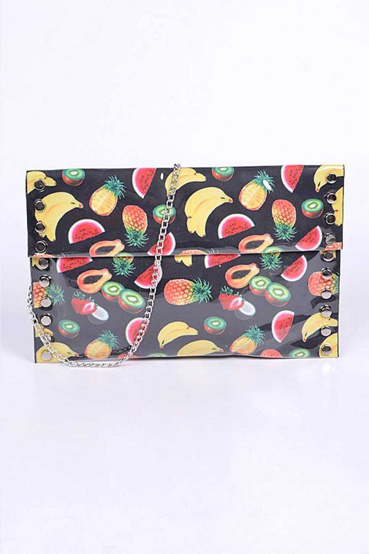 Mix Fruit Print Iconic Envelope Clutch Bag