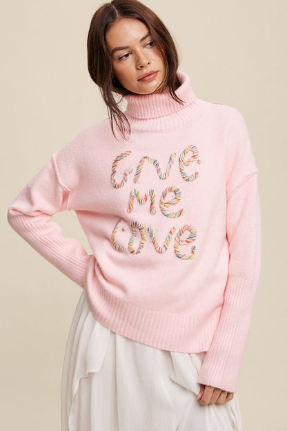 Give Me Love Stitched Mock Neck Sweater