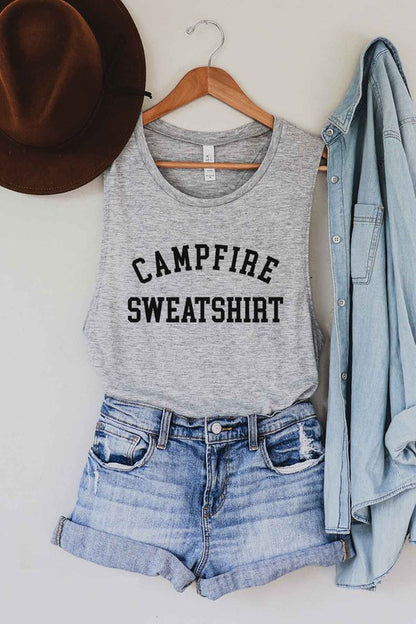 CAMPFIRE SWEATSHIRT GRAPHIC MUSCLE TANK