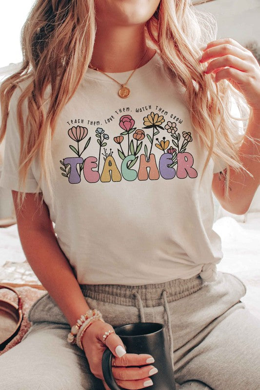 FLORAL TEACHER GRAPHIC TEE