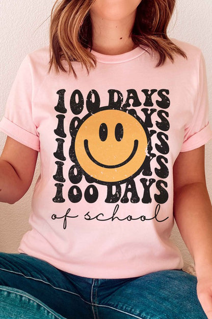 100 DAYS OF SCHOOL HAPPY FACE GRAPHIC TEE