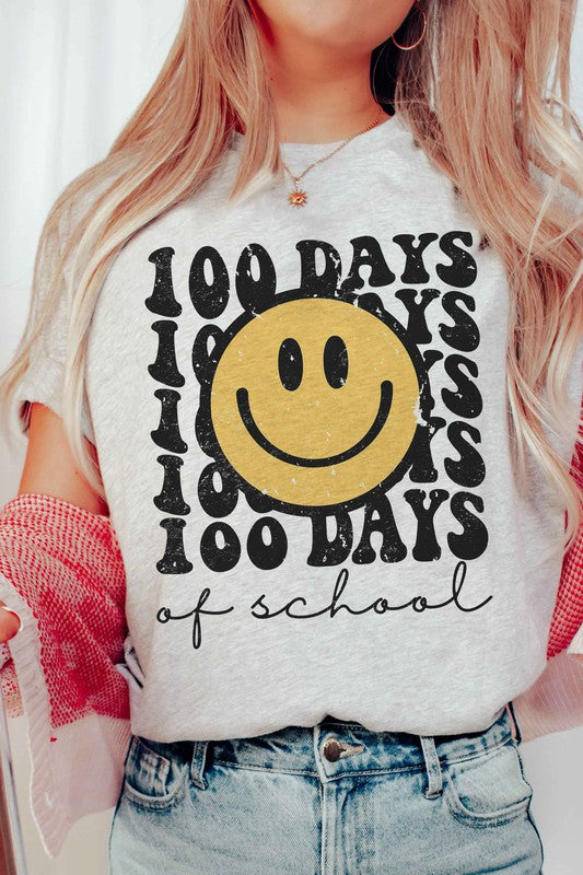 100 DAYS OF SCHOOL HAPPY FACE GRAPHIC TEE