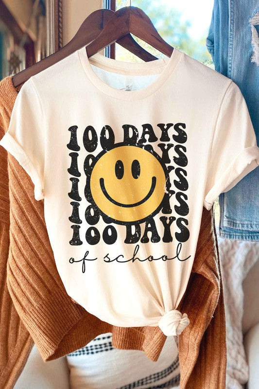 100 DAYS OF SCHOOL HAPPY FACE GRAPHIC TEE