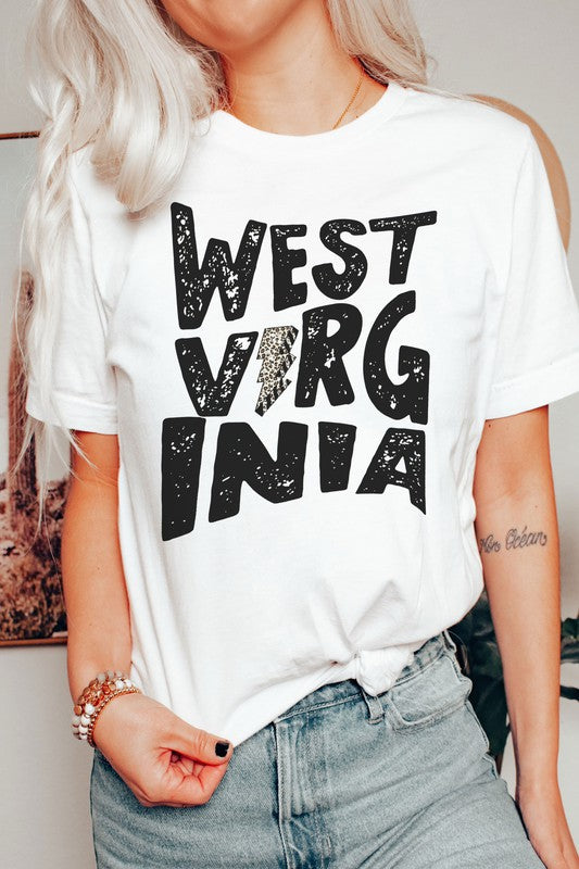 WEST VIRGINIA LEOPARD LIGHTNING GRAPHIC TEE