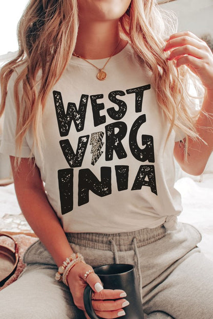 WEST VIRGINIA LEOPARD LIGHTNING GRAPHIC TEE