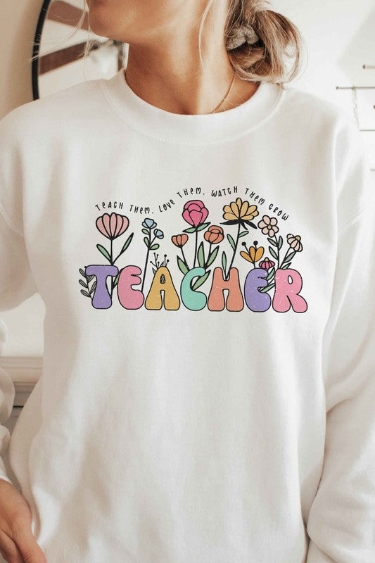 FLORAL TEACHER Graphic Sweatshirt