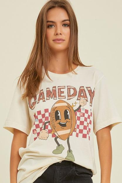 CHECKERED GAME DAY FOOTBALL GRAPHIC TEE