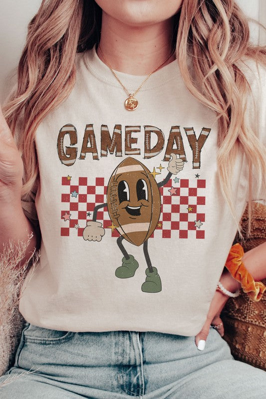 CHECKERED GAME DAY FOOTBALL GRAPHIC TEE