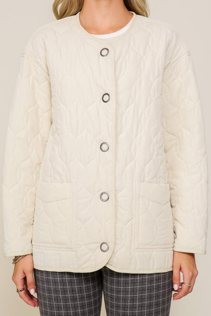 Quilted Puffer Jacket with Pockets