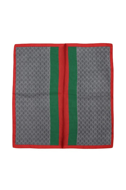 Green and Red Stripe Printed Square Scarf