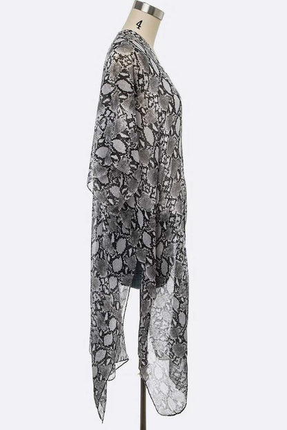 Python Snake Printed Long Kimono Cardigan