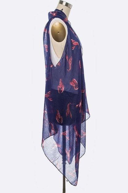 Lobster Printed Light Weight Long Vest