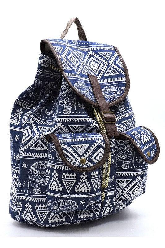 Tribal Printed Canvas Backpack