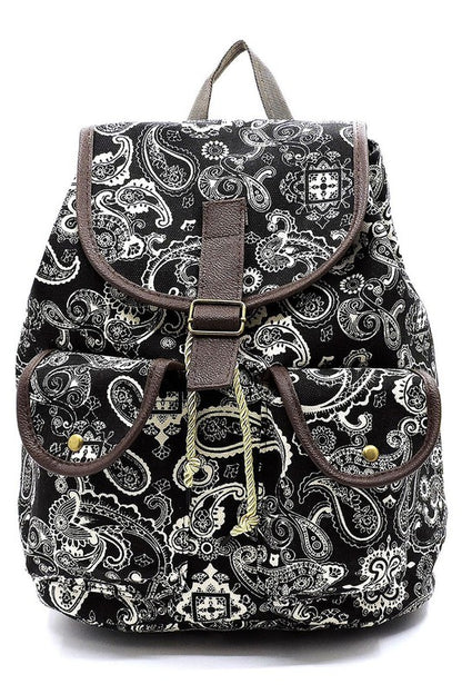 Paisley Printed Canvas Backpack