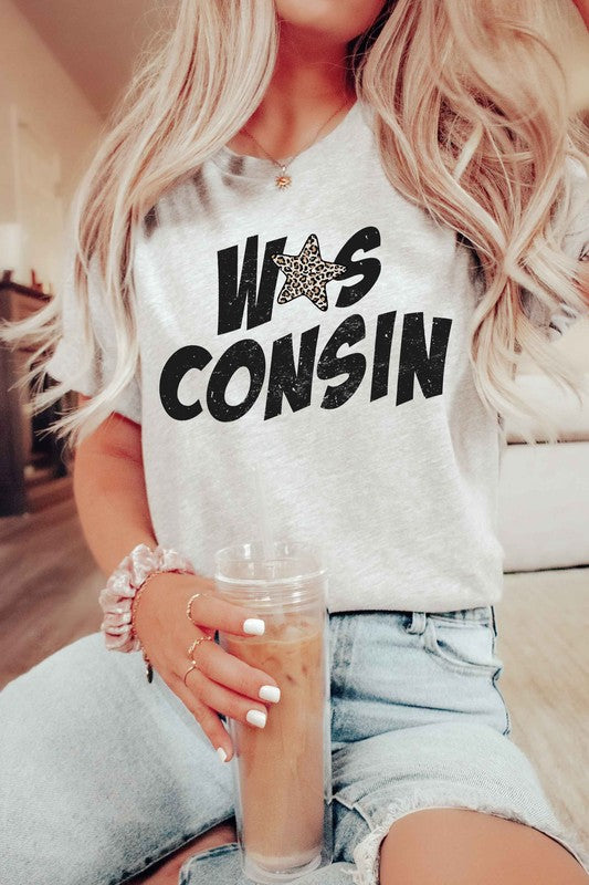 WISCONSIN LEOPARD STAR GRAPHIC TEE