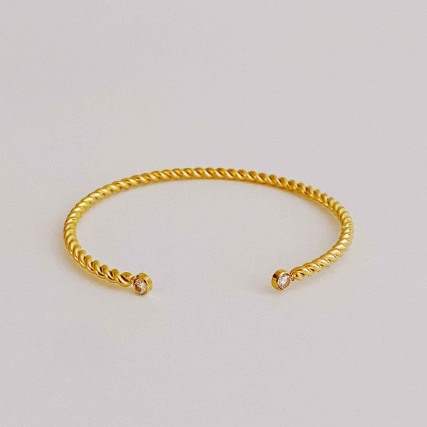 Slim And Cabled Open Bangle Bracelet