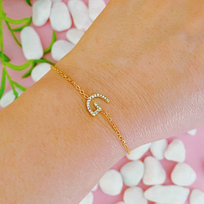 Dainty Sparkle Initial Bracelet