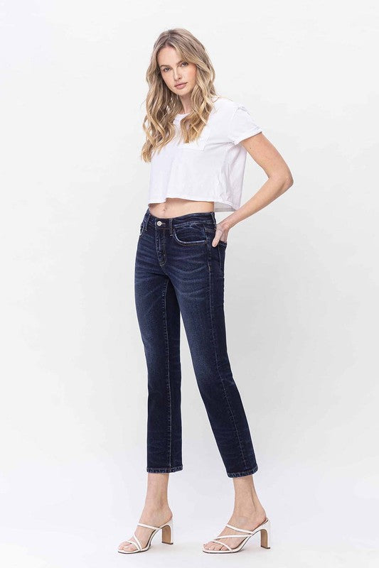 Mid Rise Slim Straight Jeans