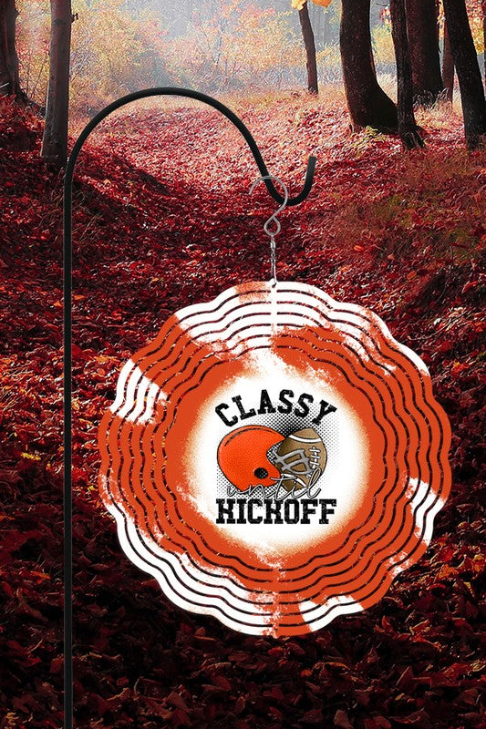 Orange Classy Until Kickoff Football Wind Spinner