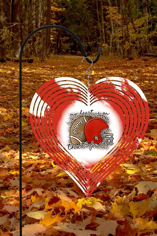 Red My Heart is on that Field Heart Wind Spinner